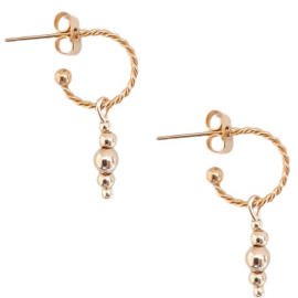 RVS Oorringen met hangers goudkleur of zilverkleur van 12mm