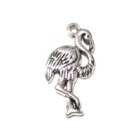 Bedel Hanger Flamingo – Metaal - Antiek zilver - 23x13mm