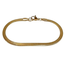 RVS Armband met platte fijne schakel - Goud