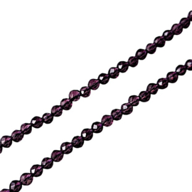Facet Glaskralen Rond - Donker Amethist 3mm