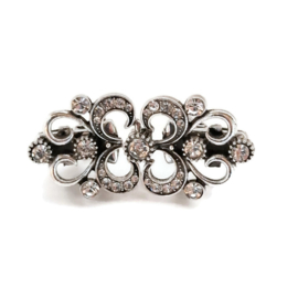 Antiek Zilverkleur Vest Sluiting met strass steentjes 5.0 x 2.4cm
