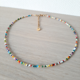 Kleurrijke Choker van Kleine kraaltjes - Multicolor - 40cm + 5cm verlengketting