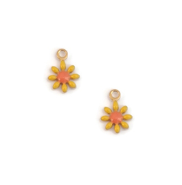 RVS Goudkleur Emaille Hangers Bloem - 10x7mm