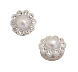 Mini Broche  met Magneet - Parel met strass - 13mm