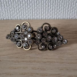 Antiek Brons Vest Sluiting met strass steentjes 5.8 x 2.6cm