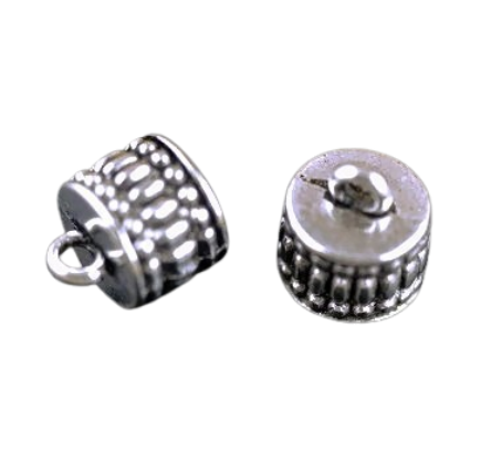Eind kapjes met oog - 11x12mm - metaal - oud zilverkleur - 2 stuks