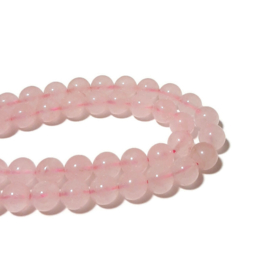 Rozenkwarts 8mm Rond- Halve Streng