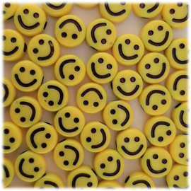 Acryl Smiley Kralen 9mm - Geel - 10 stuks