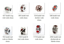 Bedels met Rode Strass Steentjes