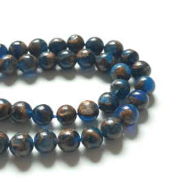 Blauw Bruine Natuursteen kralen 6mm - 5 stuks