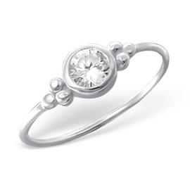 Zilveren Ring met ronde zirkiona - 925 sterling zilver