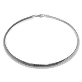 Platte Soepele Choker / Spang - 6mm  - Edelstaal - Zilverkleur