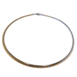 Platte Soepele Choker  Edelstaal - 3mm of 4mm breed - tweekleurig - zilver/goudkleur