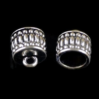 Eind kapjes met oog - 11x12mm - metaal - oud zilverkleur - 2 stuks
