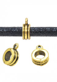 Kraal Rondel met Oogje - Oud Goudkleur - Metaal 12x9mm - gat 5mm