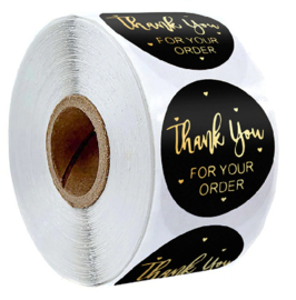 Sluitstickers met tekst  ' thank you for your order'  - 2.5cm - 10 stuks in kleur naar keuze
