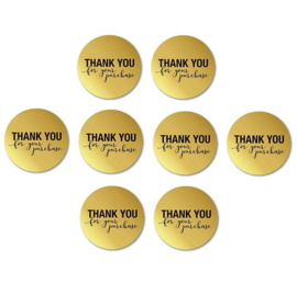 Goudkleur stickers met tekst  ' thank you for your purchase'  - 2.5cm - 10 stuks