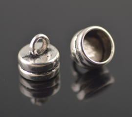 Eind kapjes met oog - metaal - oud zilverkleur - 10x8mm - 2 stuks