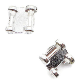 Metalen verdelers met strass - 9mm - 2 gaats - 2 stuks