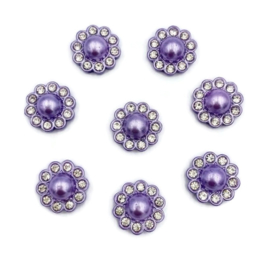 Hars Cabochon - Bloem met parel en strass rand - 13.5x6mm - div kleuren - 2 stuks