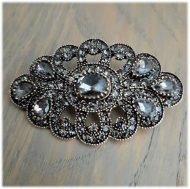 Vintage Broche Antiek Goudkleur / Zwart -  5x3cm