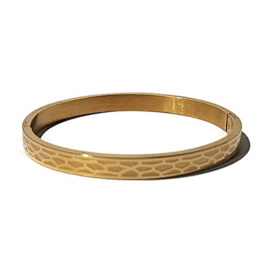 Stainless Steel Armband met Honingraat print  - Goudkleur