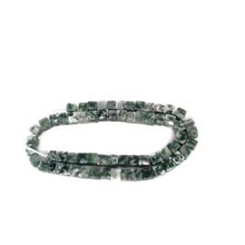 Groen gevlekte jaspis kralen  - vierkant - 4mm - 10 stuks