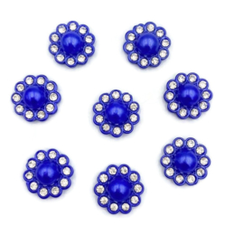 Hars Cabochon - Bloem met parel en strass rand - 13.5x6mm - div kleuren - 2 stuks