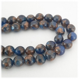 Blauw Bruine Natuursteen kralen 6mm - 5 stuks