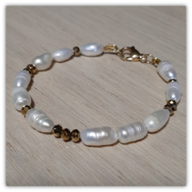 Parel Armband - Zoetwaterparel met Goud Accenten