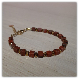 Armband Rode Jaspis 17cm + verlengketting