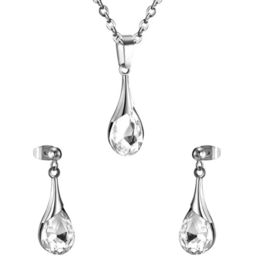 RVS Sieraden set Halsketting met Zirkonia Hanger + Oorstekers