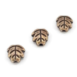 Metalen Kraal Blad Antiekbrons,  Antiekzilver-,  Antiek Goudkleur 7mm  - 7 stuks