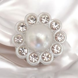 Mini Broche  met Magneet - Parel met strass - 13mm