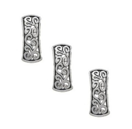 Verdeler / Tussenzetsel met 3 gaatjes - Oud Zilverkleur 26.5x12x4mm - 1 stuks