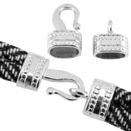 Haak slot metaal 10.5x6mm Oud zilverkleur