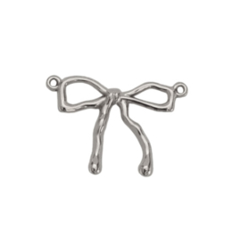 Tussenzetsel Strikje Goudkleur of Zilverkleur RVS - 28x19mm