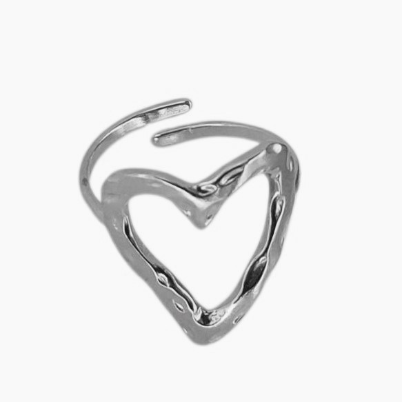 Stainless Steel Ring Open Hart - verstelbaar