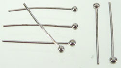 Metalen Nietstift met Bolletje - Silverplated - 20 of 30mm - 50 stuks