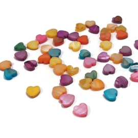 Hartjes Kralen Schelp 8mm - mix 5 stuks