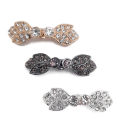Vestsluiting metaal met strass Goudkleur, Zilverkleur of Antraciet 45x18mm