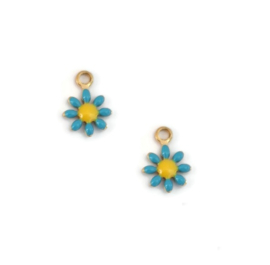 RVS Goudkleur Emaille Hangers Bloem - 10x7mm