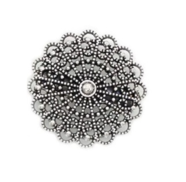 Antiek Zilverkleur Vestclip  Rond Filigraan met Knopje - 4.2cm