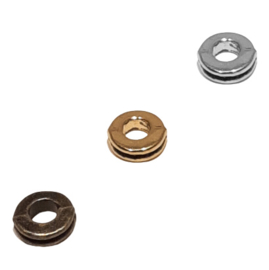 Metaal Spacer Disc Kralen met Gleuf -  Antiek Brons, Antiek Goud Antiek Koper of Antiek Zilverkleur - 6x2mm - 10 stuks