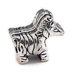 Metalen kraal met groot gat -  Zebra - 12x12x7mm - gat 4.5mm