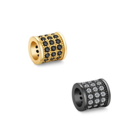 Metalen Kraal 8x8mm zwart of goudkleur met Zirkonia s - gat 5mm
