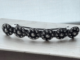 Zeeuwse Knop Haarknip met 6 Zeeuwse Knoppen  - Antiek Zilverkleur - 11x2cm