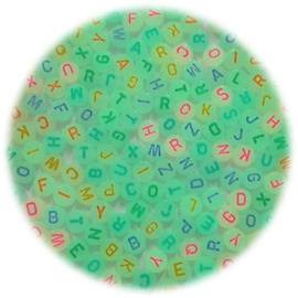 Letterkralen Glow in the Dark - Letters of Hartjes - 7x4mm - Gekleurde mix