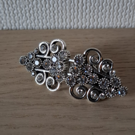 Antiek Zilverkleur Vest Sluiting met strass steentjes 5.8x 2.6cm