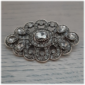 Vintage Broche Antiek Goudkleur / Zwart -  5x3cm